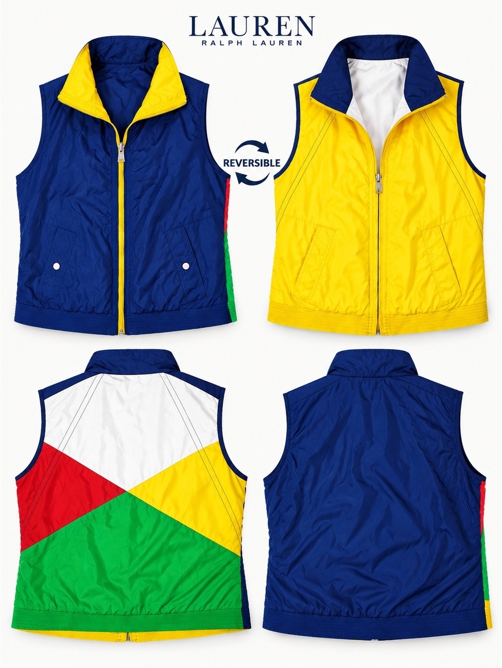 Lauren Ralph Lauren Women’s XL Reversible Colorblock Nautical Zip Vest LRL